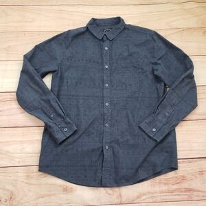 Birch Black Shirt Mens Large Blue Aztec Southwestern‎ Long Sleeve Button Up